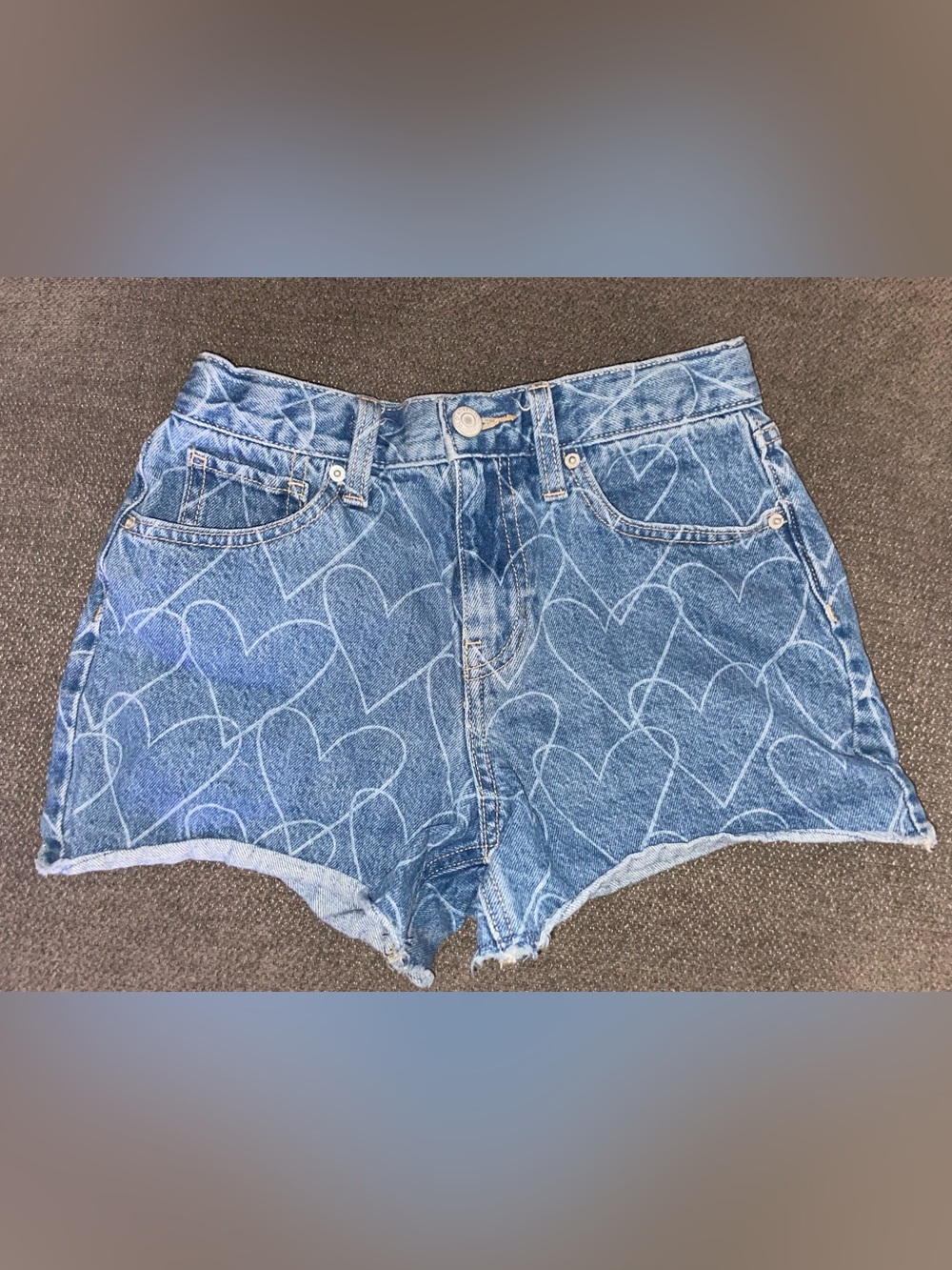 Old Navy Heart-Print Denim Jean Shorts Girls Size 12